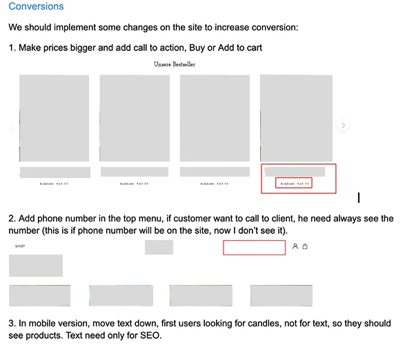 On-page audit showing missing H1 tag on category page