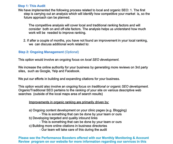 Audit implementation steps with prioritised fixes and recommended action plan