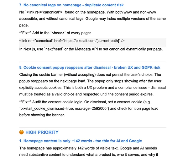 No canonical tag - duplicate content risk
