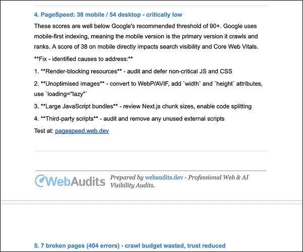 PageSpeed: 38 mobile / 54 desktop - critically low scores