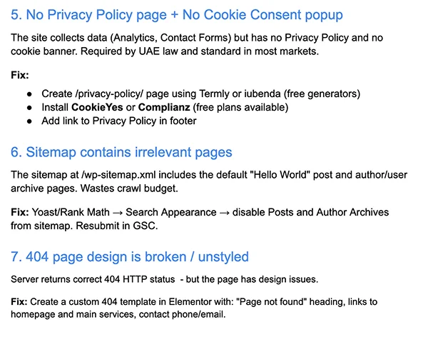 No Privacy Policy page and no cookie consent