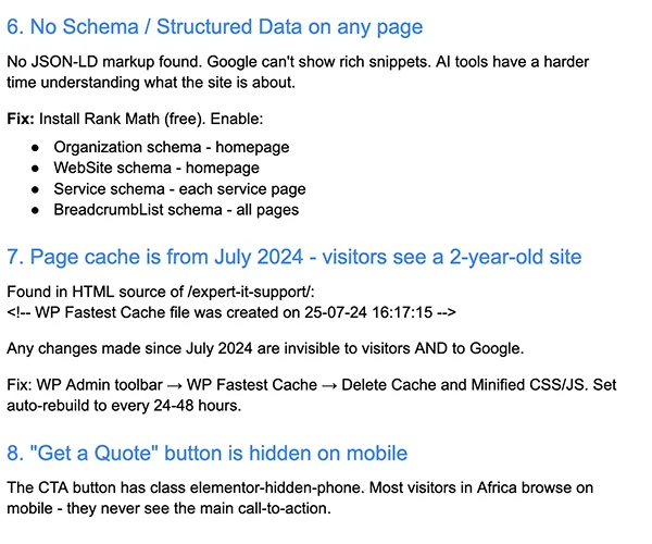 No Schema markup detected on any page