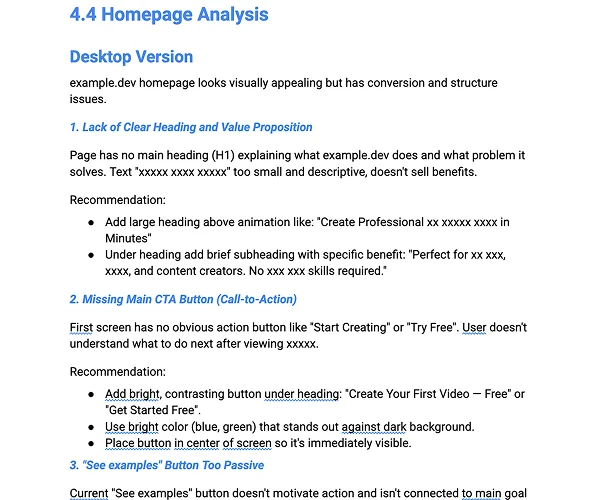 Home page analysis - AI visibility gaps, weak entity signals, and missing structured data