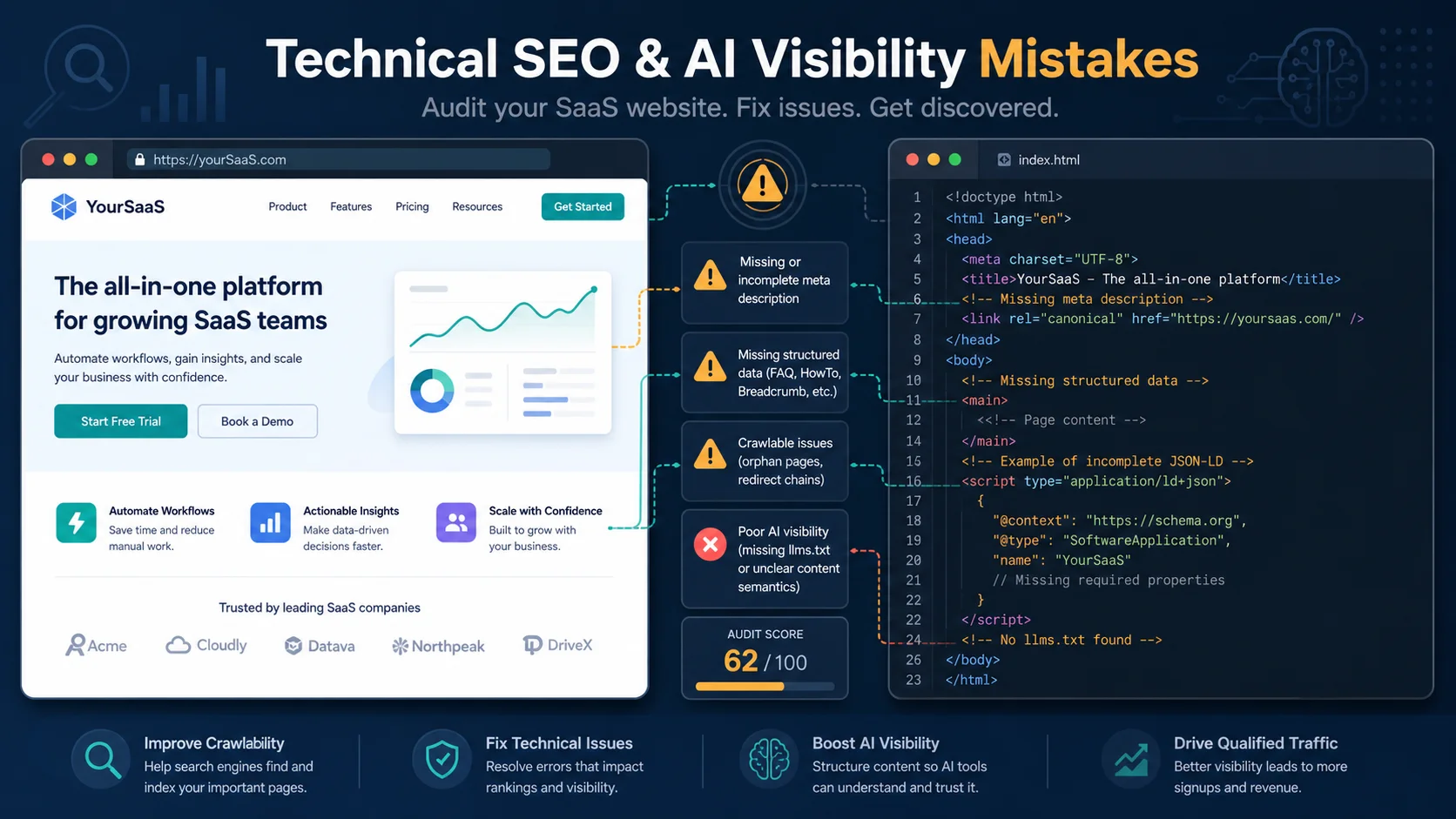 Top 10 Technical SEO & AI Visibility Mistakes SaaS Websites Make